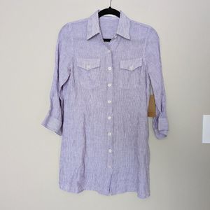 Coldwater Creek Fine Stripe Linen Tunic